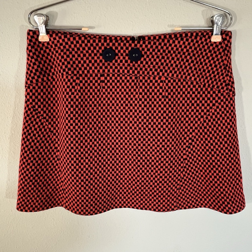 Y2K Checkered Red Navy Mini Skirt Size L/10 Kawaii Academia Mod 60s Preppy